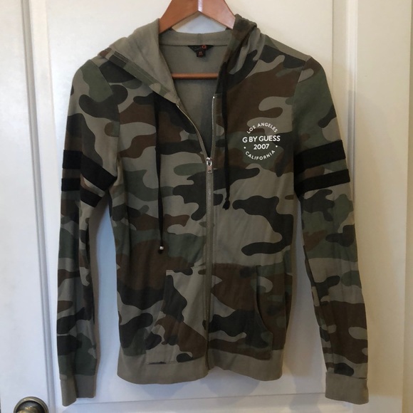 G by Guess Zip-Up Jacket Women’s X-SMALL XS Hoodie Zipper Camouflage Camo - Picture 2 of 5